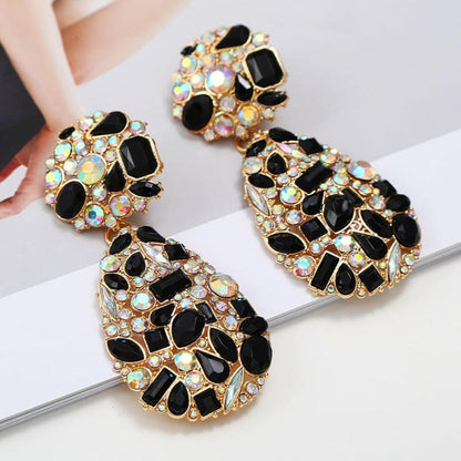 Crystal Pendant Drop Earrings in Multi Styles black