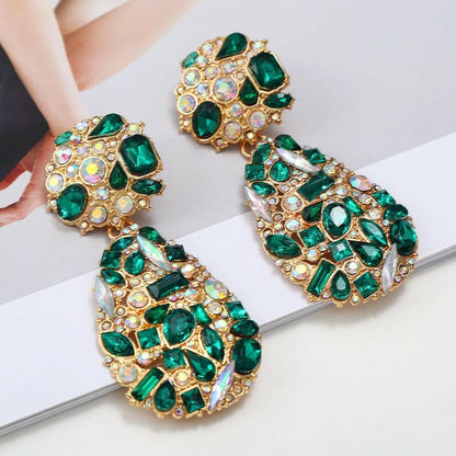 Crystal Pendant Drop Earrings in Multi Styles green