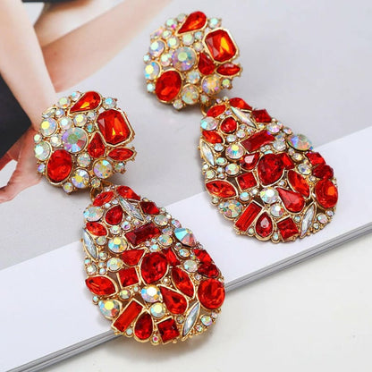 Crystal Pendant Drop Earrings in Multi Styles red