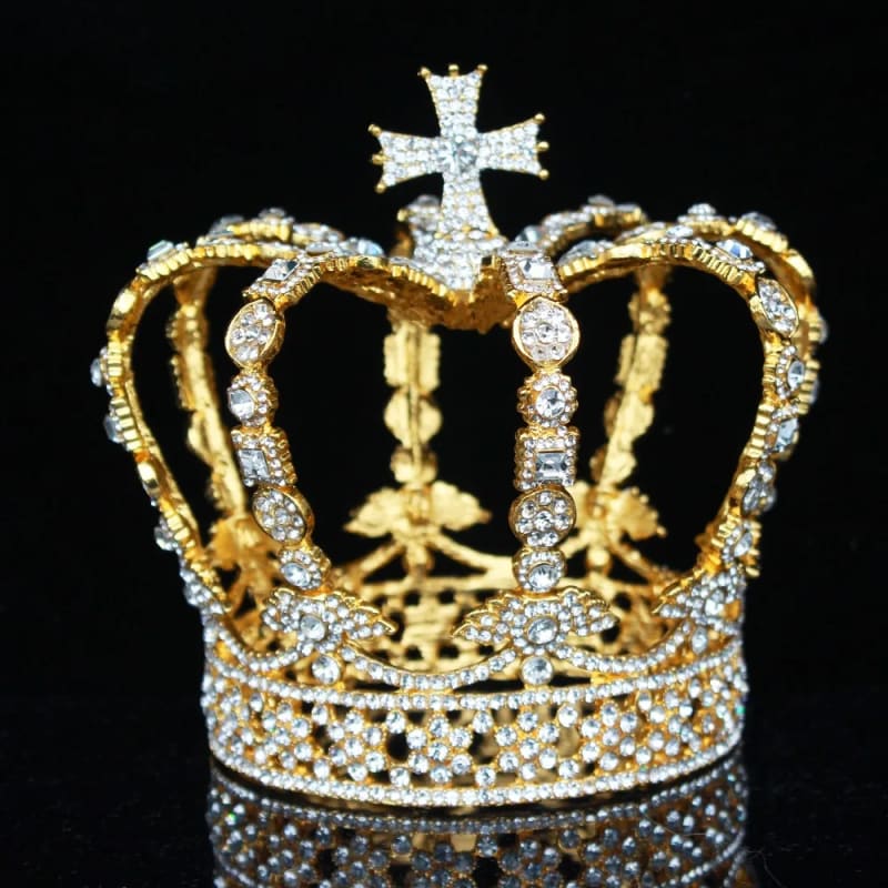 Couronne royale vintage en cristal Hommes/Femmes Coiffure de mariage