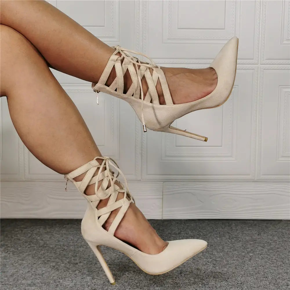 Stiletto Heel Lace-up Banquet Large Size Pointed Women’s