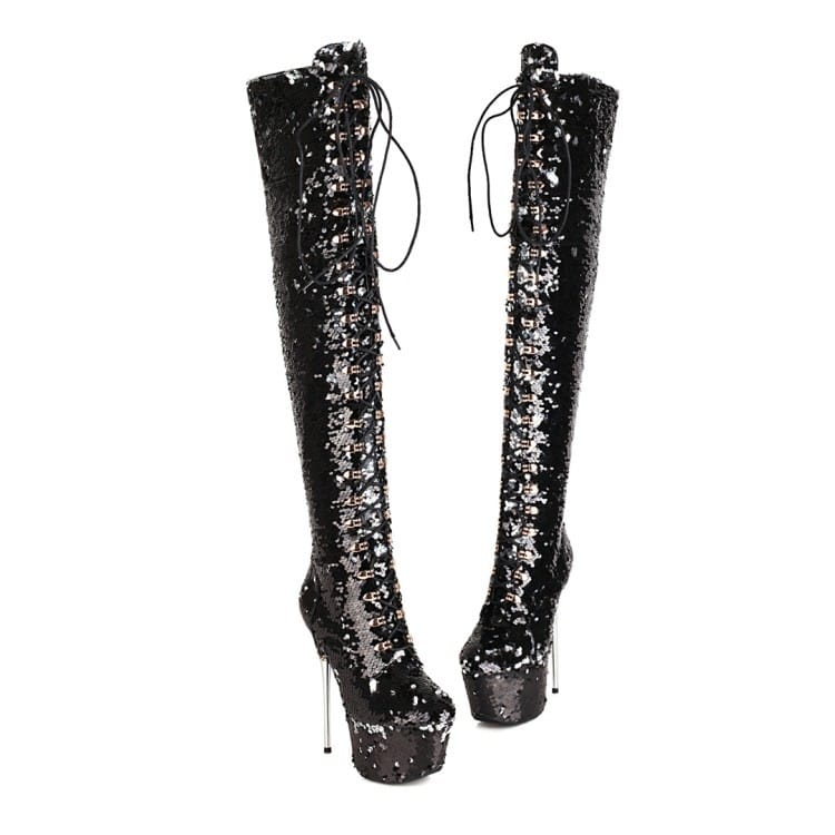 Super High Heels Stiletto Over-the-knee Boots Sequined Boots