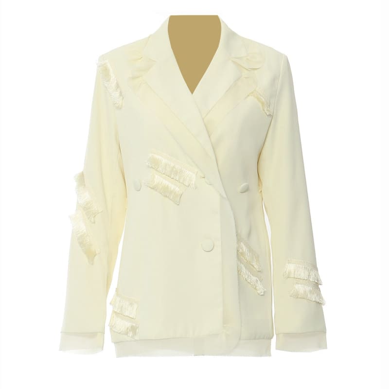 Decorative Ladies Suit Jacket with Tassel Strips