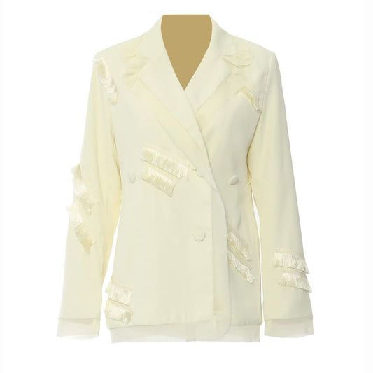 Decorative Ladies Suit Jacket with Tassel Strips