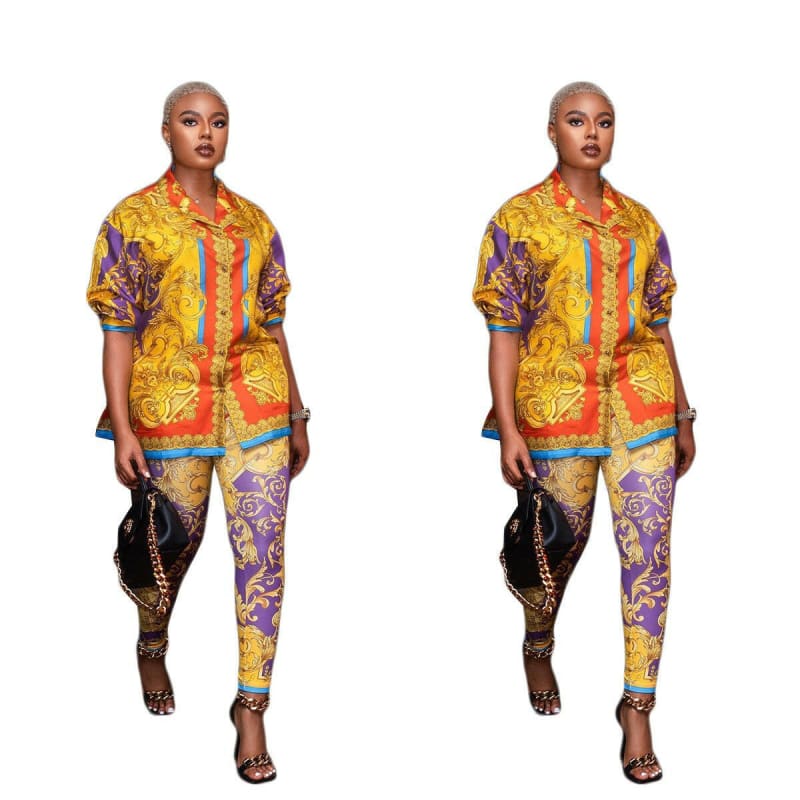 Designer Long Sleeved Luxury Shirt & Trouser Set