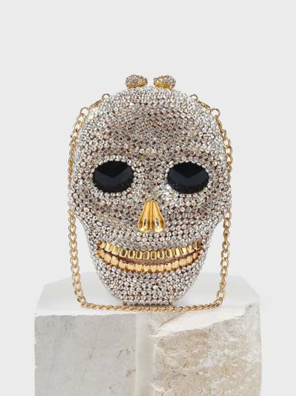 Diamond Halloween Skull Clutch Bag for Evening Wear