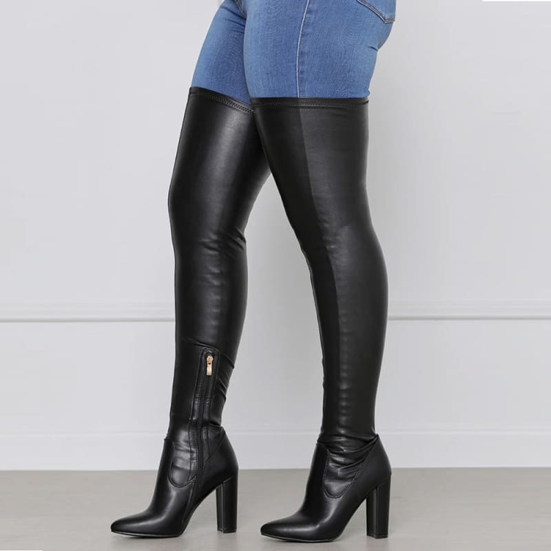 Dominatrix Unisex High Chunky Heel Thigh Boots