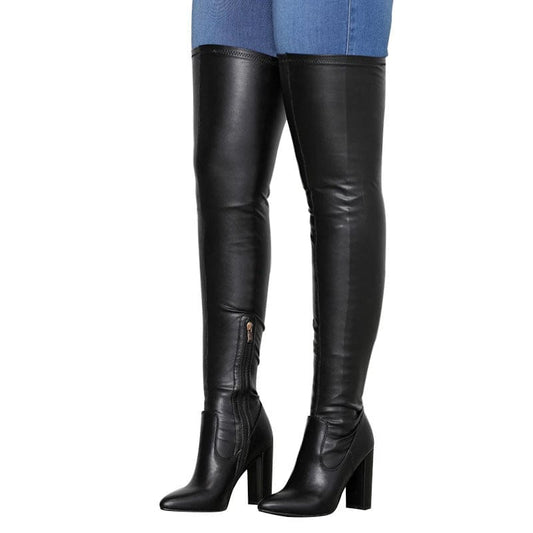 Dominatrix Unisex High Chunky Heel Thigh Boots