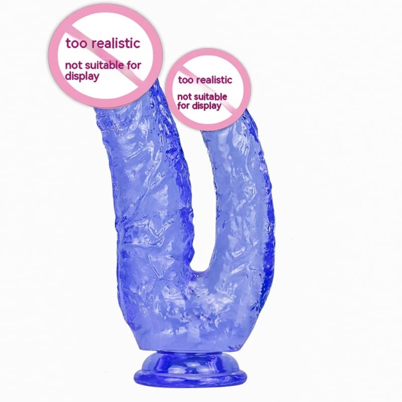 Double Headed Womens Pvc Butt Plug With Suction Cup - Blue