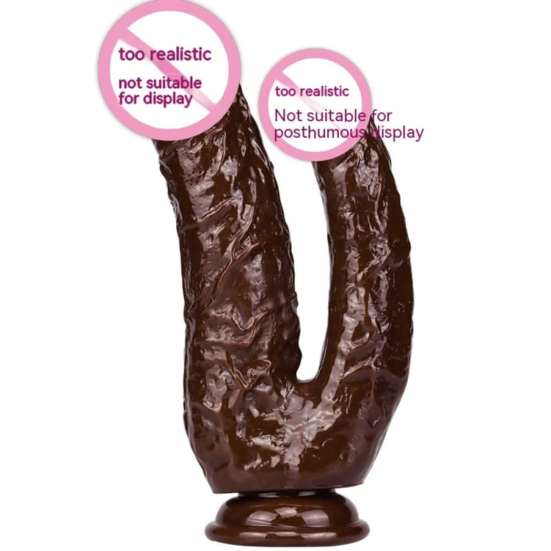 Double Headed Womens Pvc Butt Plug With Suction Cup - Brown