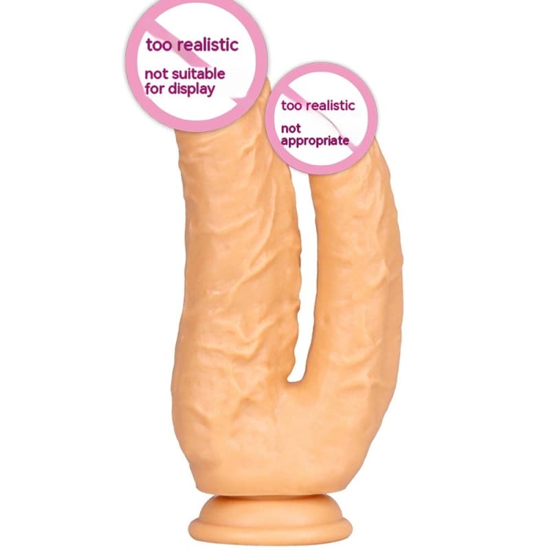 Double Headed Womens Pvc Butt Plug With Suction Cup - Flesh
