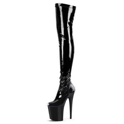 Drag Queen Thigh Length Platform Boots 8 Inch Heel Black / 5