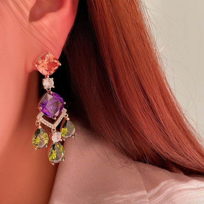 Droplet Sparkling Crystal Baroque Long Earrings