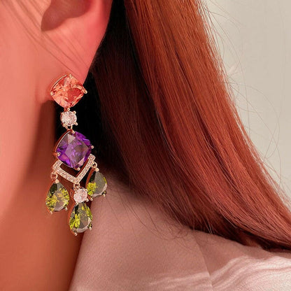 Droplet Sparkling Crystal Baroque Long Earrings