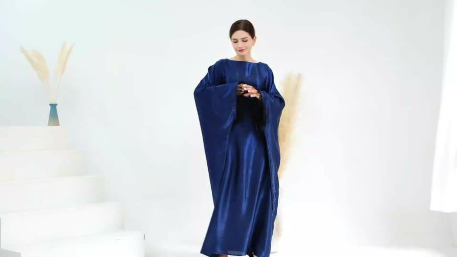 Dubai Spring Summer Party Fur Sleeves Dress Robe