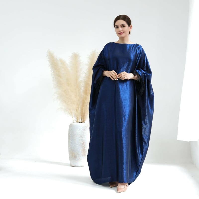 Dubai Spring Summer Party Fur Sleeves Dress Robe