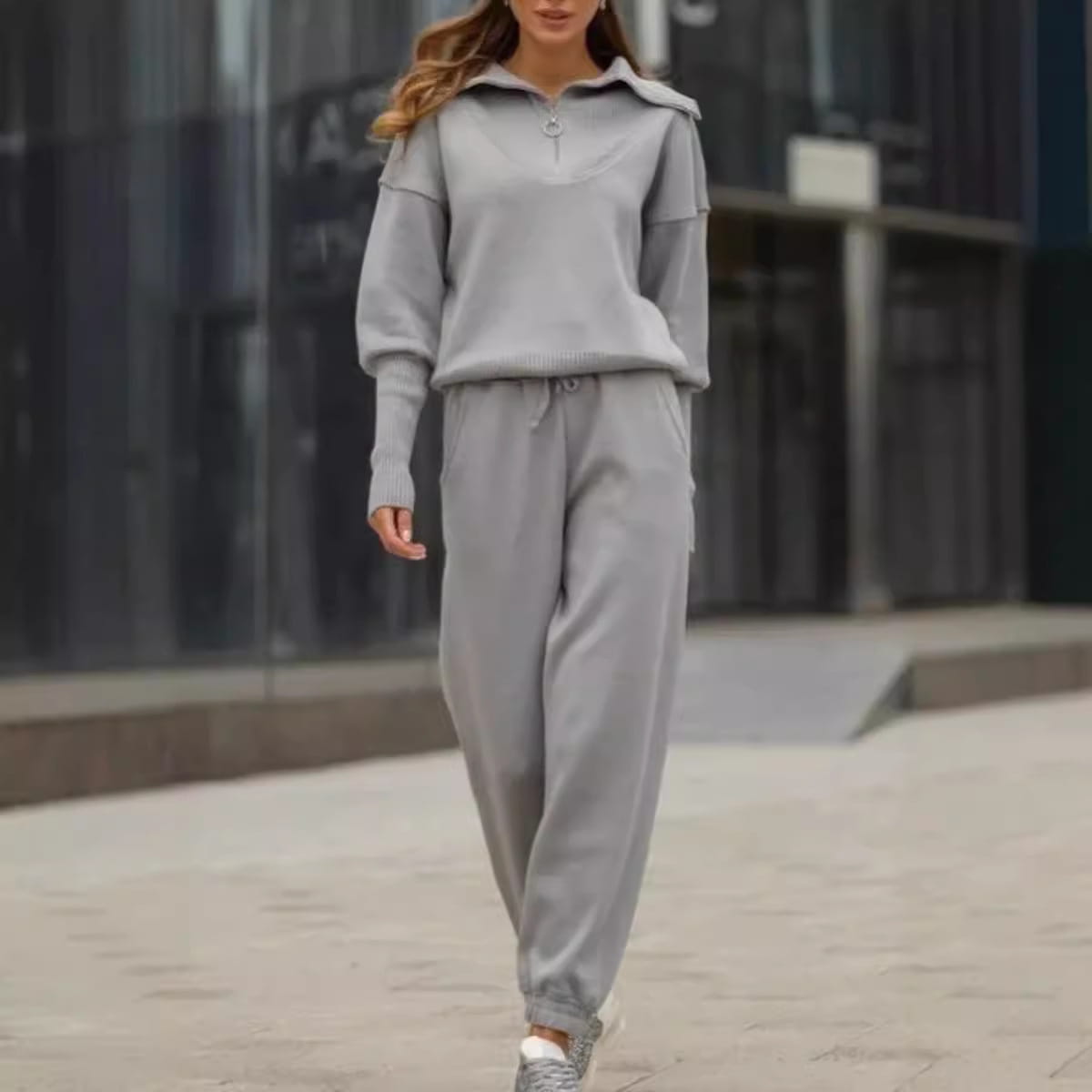 Women’s Zipper Sweatshirt and Pants Two-piece Set