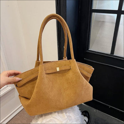 Elegant Suede Tote Bag with Impressive Large Capacity brown