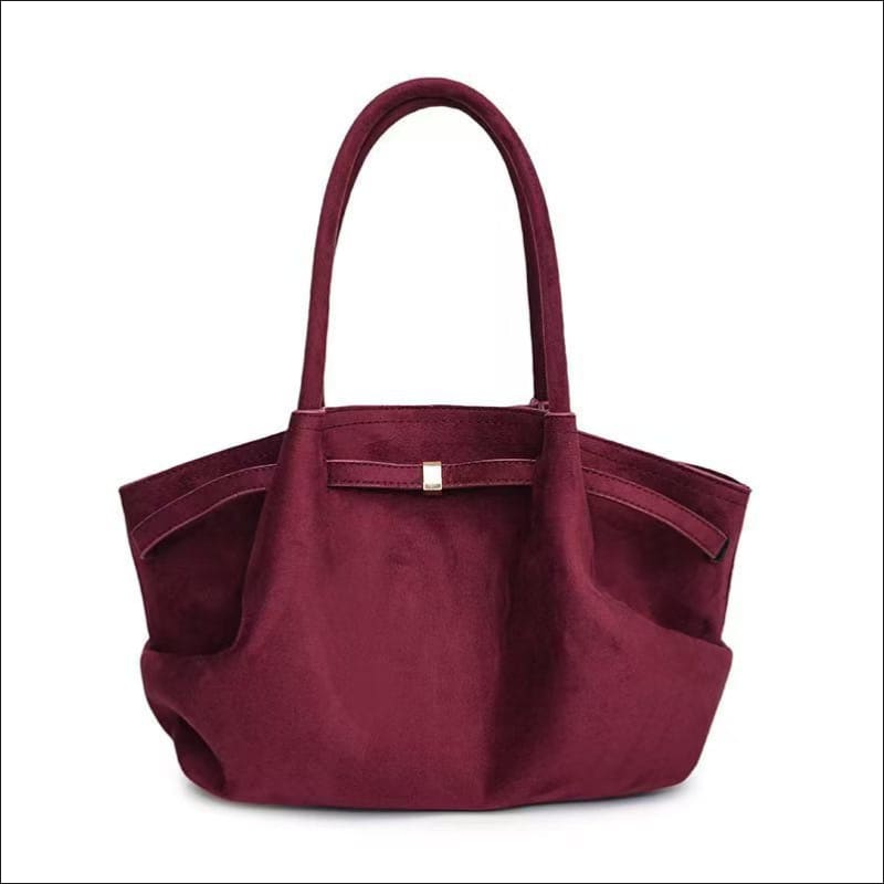 Elegant Suede Tote Bag with Impressive Large Capacity wine