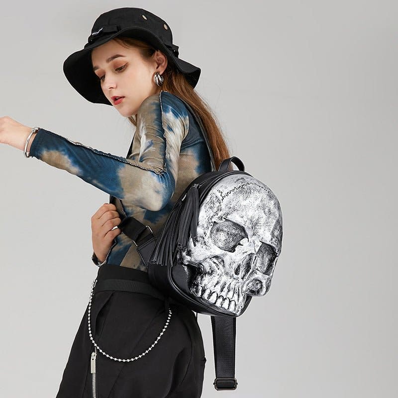 Bold Embossed Three-Dimensional Skull Punk Backpack