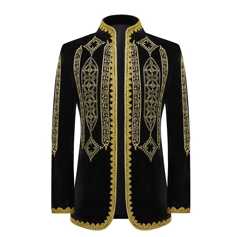 Embroidered Men’s Black and Gold Indian Style Jacket