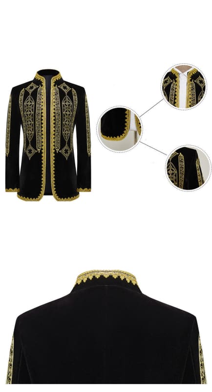 Embroidered Men’s Black and Gold Indian Style Jacket