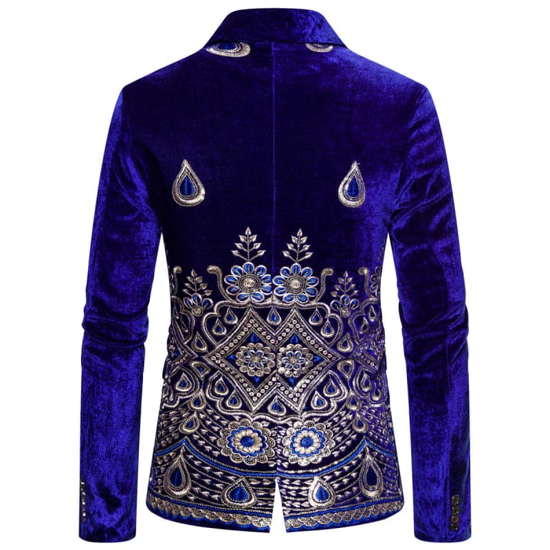 Ethnic Print Single-Breasted Rhinestone Smart Jacket