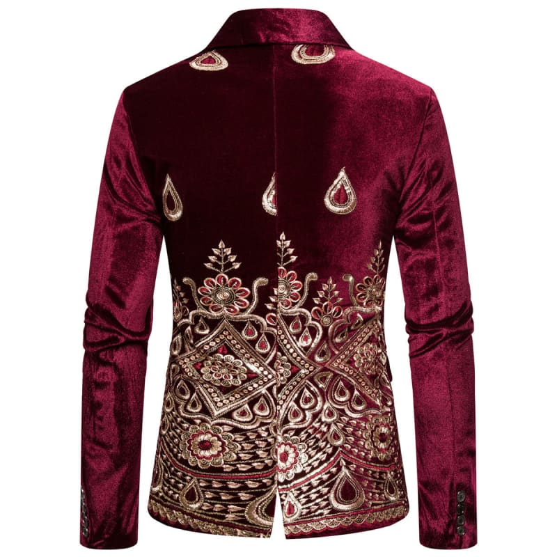 Ethnic Print Single-Breasted Rhinestone Smart Jacket