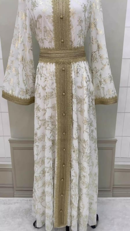 Evening Dress Muslim with Flower Gold Stamping Robe