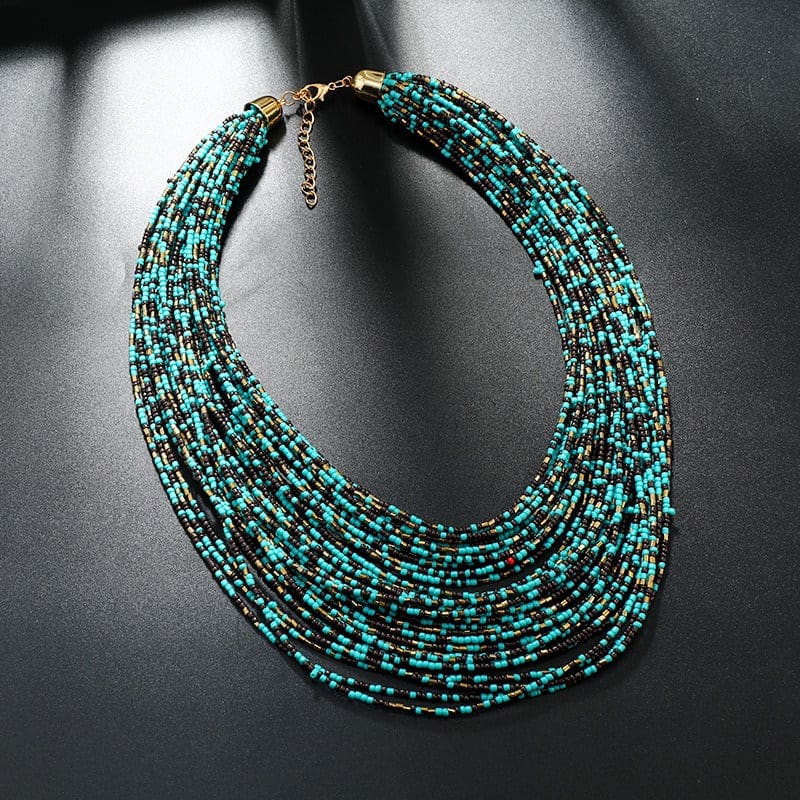 Exaggerated Multi-Layer Beaded Short Bohemian Necklace