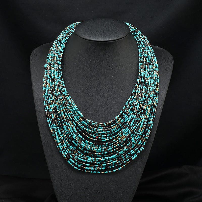 Exaggerated Multi-Layer Beaded Short Bohemian Necklace