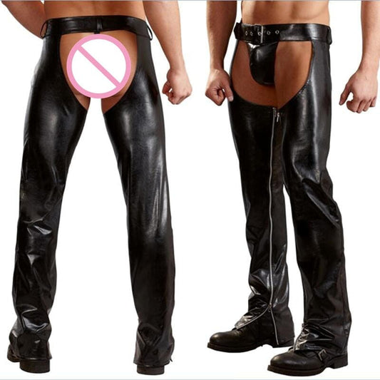 Exotic Gothic Gay Fetish Men Sexy Crotch Pole Dance Backless Chaps Pu Leather - Pleasures and Sins