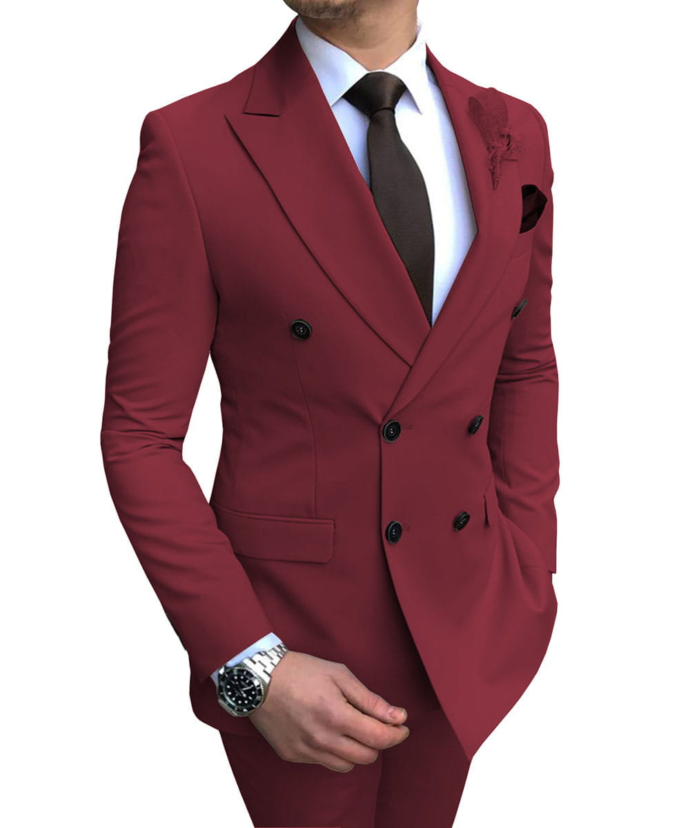 Double Breasted Wedding Groomsman Suit In 10 Colours