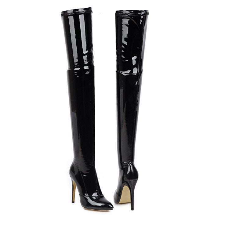 Overknee Stiefel Lackleder High Heel Stiefel