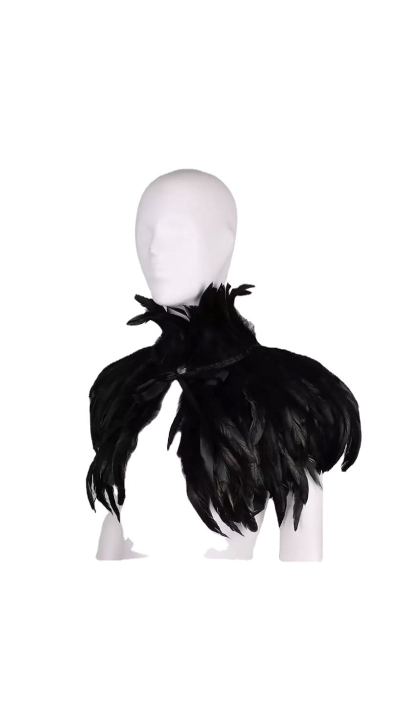 Gothic Stage/nightclub/theatre Cape With Feather Feather