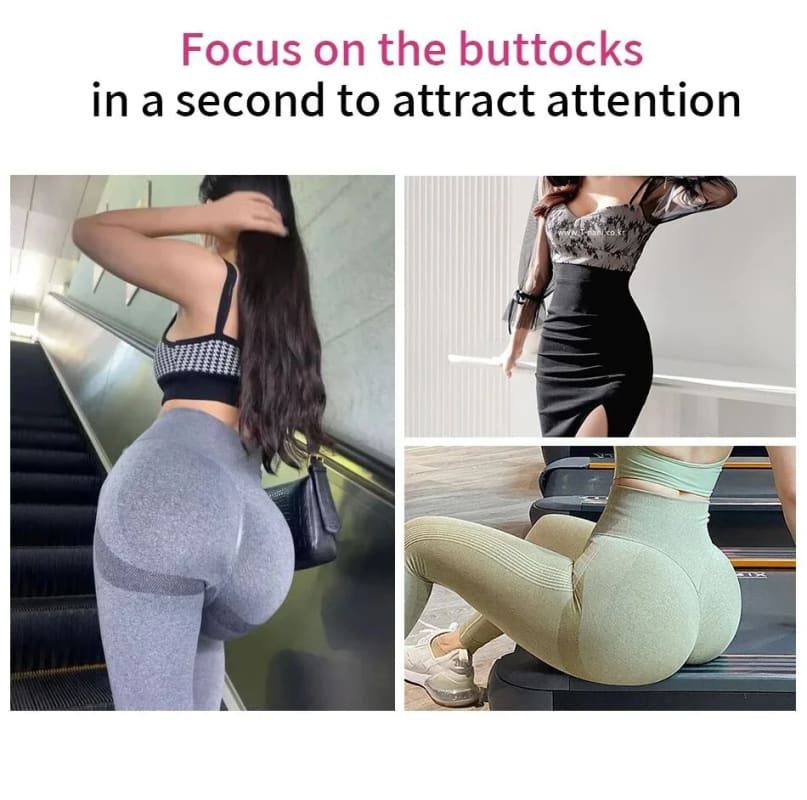 Collage of three photographs showcasing women’s buttocks in tight-fitting clothing.