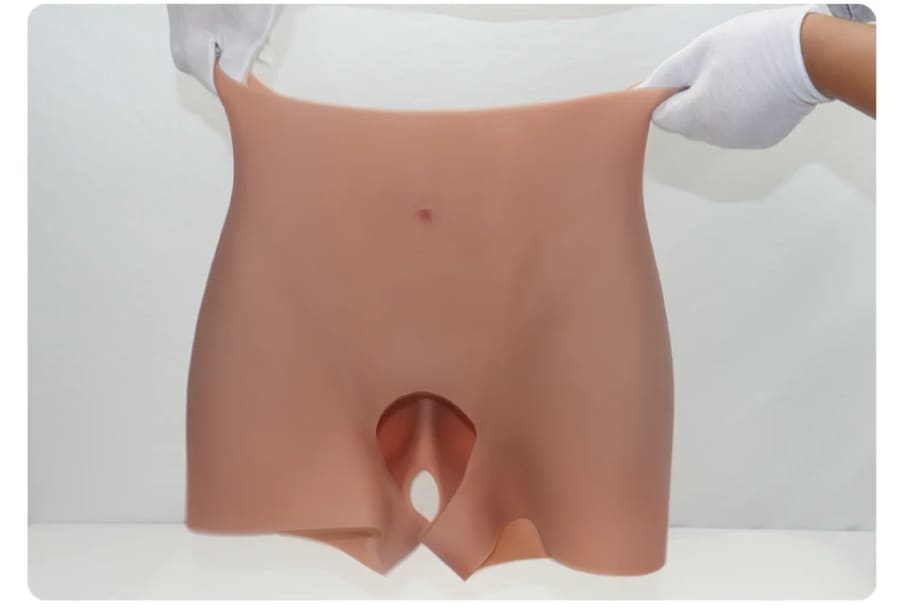 Medical training model of female pelvic region.