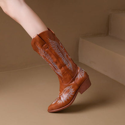 Fashion Embroidered Ladies Western Cowgirl Boots