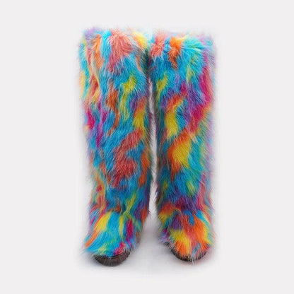 Fashion Knee High Plush Fluffy Snow Boots for Women