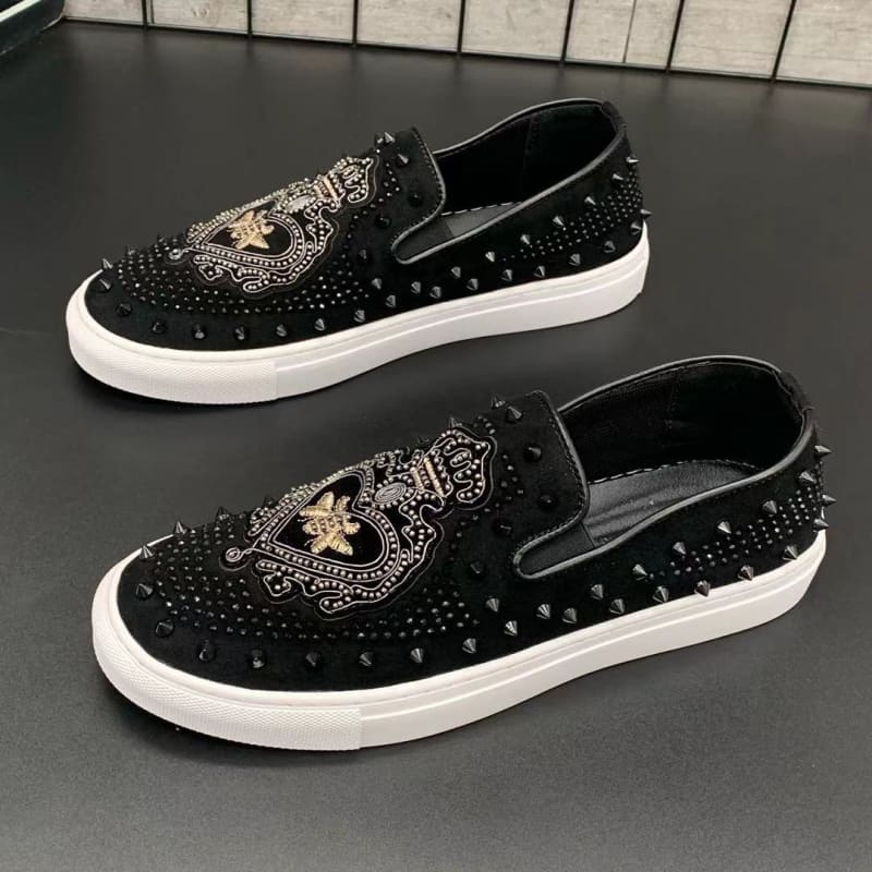 Fashion Men’s Slip-on Hot Diamond Leather Motif Shoes