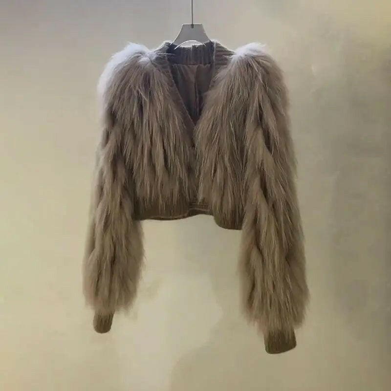 Elegant Faux Fur Jacket Short French Cardigan Coat