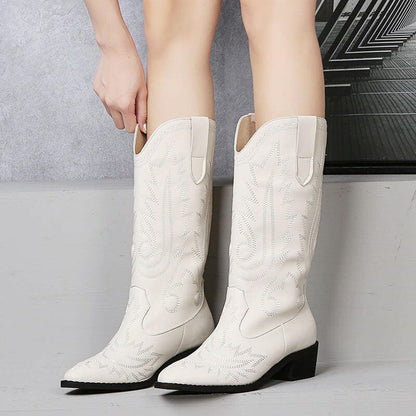 Faux Suede Embroidered Short Womens Western Boots