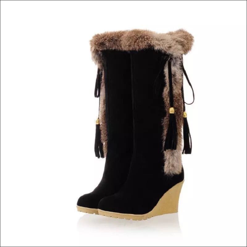 Faux Suede Wedge Boots for Chic Comfort This Season Black