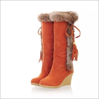 Faux Suede Wedge Boots for Chic Comfort This Season Orange