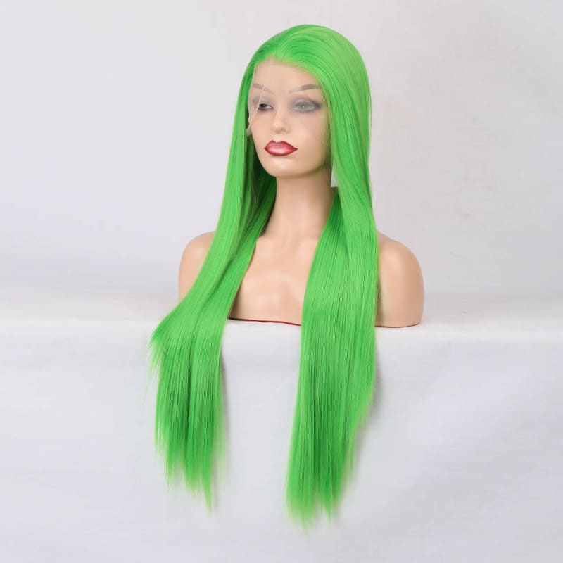 Female Long Green Lace Front Straight Wig Online