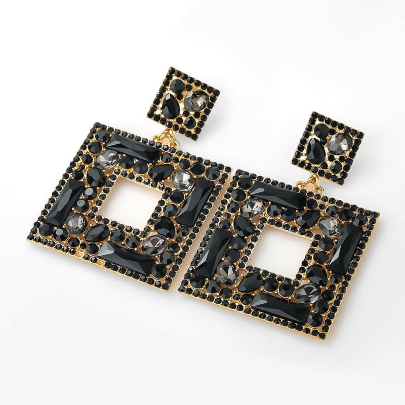 Flash Multi-Layer Square Diamond Rhinestone Earrings