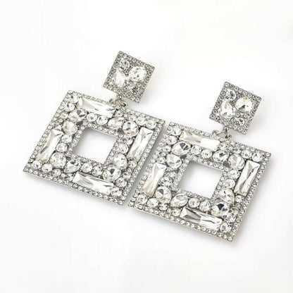 Flash Multi-Layer Square Diamond Rhinestone Earrings