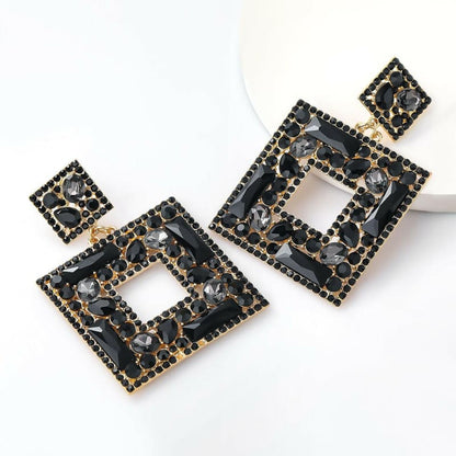 Flash Multi-Layer Square Diamond Rhinestone Earrings