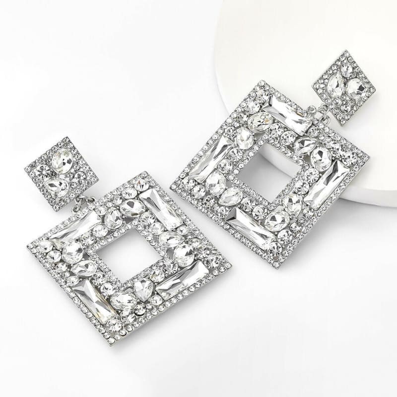 Flash Multi-Layer Square Diamond Rhinestone Earrings