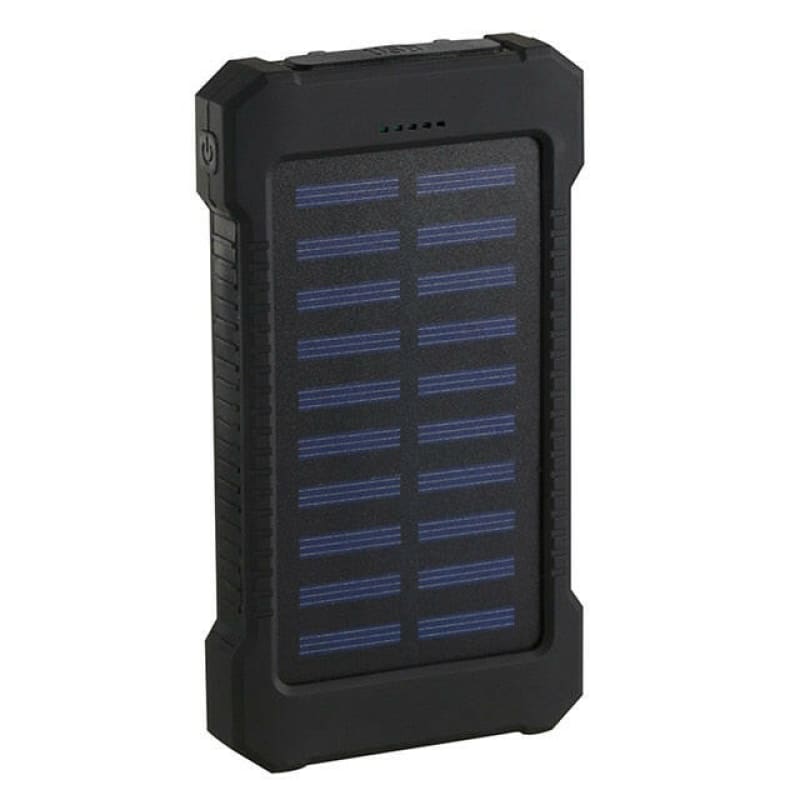 Smartphone LED Solar Power Bank Waterproof 2 USB Black